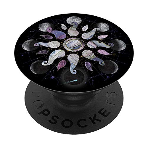 Phases of the Moon in Order with Aesthetic Blue Purple Sun PopSockets Swappable PopGrip