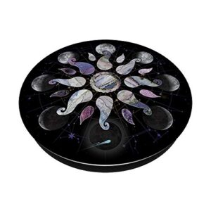 Phases of the Moon in Order with Aesthetic Blue Purple Sun PopSockets Swappable PopGrip