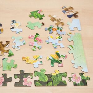 Bits and Pieces - 200 Piece Large Piece Family Jigsaw Puzzle for Adults & Kids - 15" x 19" - Woodland Friends - 200 pc Forest Deer Bunny Turtle Bird Large Piece Jigsaw Puzzle by Julie Bauknecht