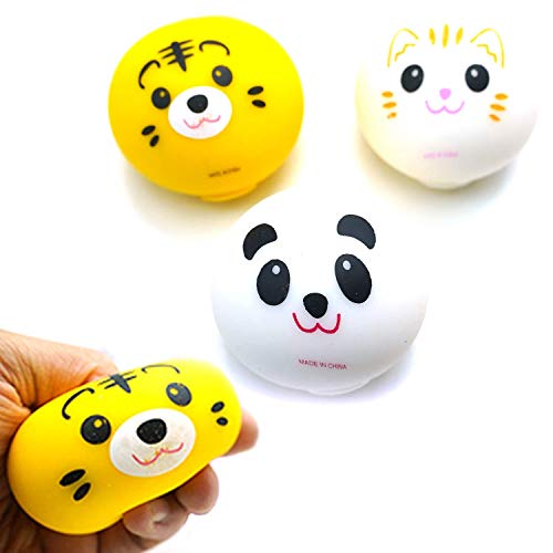 Gosu Toys Stress Dough Friends Soft Stress Balls Stretchy Dough Ball! (3 Pack (Tiger Ball, Panda Ball, Cat Ball))