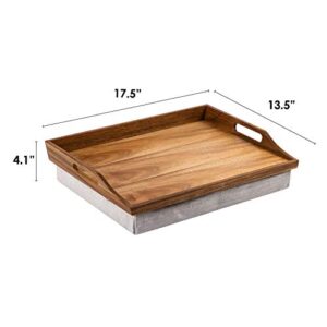 Rossie Home Acacia Wood Bed Tray Lap Desk with Detachable Cushion, Serving Tray - Natural - Fits up to 15.6 Inch Laptops - Style No. 76106