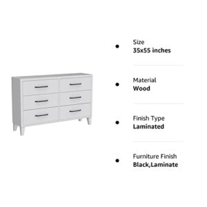 Edenbrook Bedroom-Six Drawer-Modern Design-Easy Assembly, White Dresser