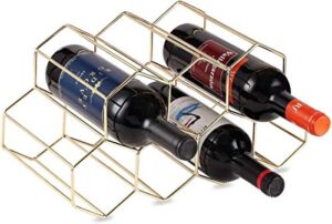 tapbull gold metal wine rack freestanding, tabletop wine rack holder, countertop wine bottle holder (gold)
