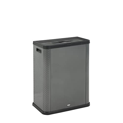 Rubbermaid Commercial Products Elevate Container, 3-Sided Decorative Metal Trash Can or Cover for Mixed Recycling, 23 Gallon, Dark Gray