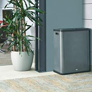 Rubbermaid Commercial Products Elevate Container, 3-Sided Decorative Metal Trash Can or Cover for Mixed Recycling, 23 Gallon, Dark Gray