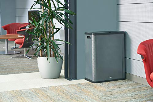Rubbermaid Commercial Products Elevate Container, 3-Sided Decorative Metal Trash Can or Cover for Mixed Recycling, 23 Gallon, Dark Gray