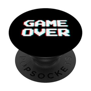 game over glitch art retro video game pop popsockets grip and stand for phones and tablets