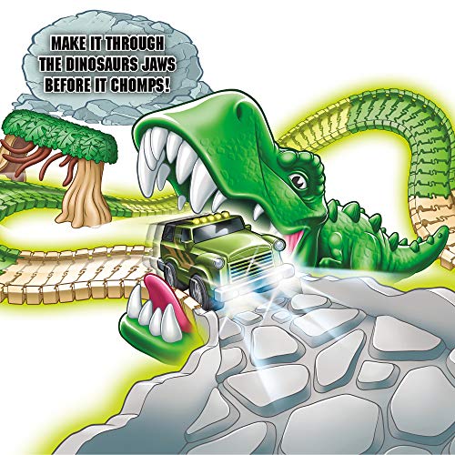 Ontel Magic Tracks Dino Chomp Glow in The Dark Racetrack Set with 9 Feet of Speedway