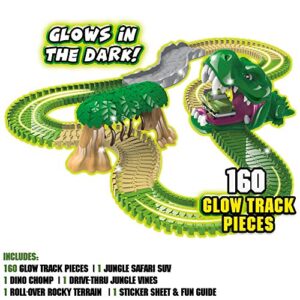 Ontel Magic Tracks Dino Chomp Glow in The Dark Racetrack Set with 9 Feet of Speedway