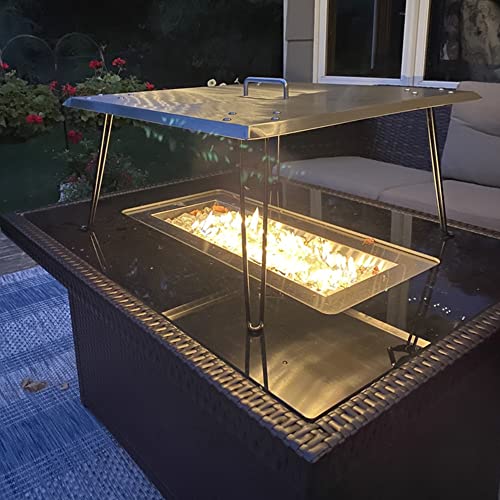 TITAN GREAT OUTDOORS Fire Pit Heat Deflector, Pushes Heat Down and Out, Stainless-Steel with Carrying Handle