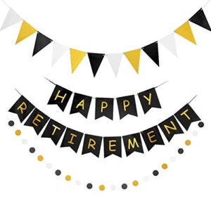 happy retirement banner assembled gagaku retirement party decorations supplies kit gold glitter paper pennant banner for office farewell party