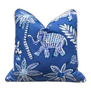 flowershave357 thibaut tropical pillow in blue cotton rope trim