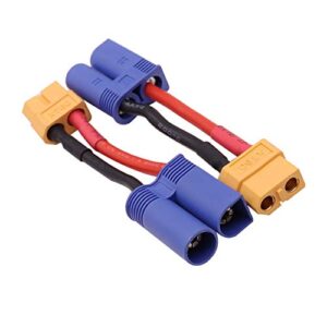 treehobby 2pcs male ec5 plug to female xt60 plug connector adapter cable compatible with rc car truck boat airplane lipo battery esc charger(14awg 5cm)