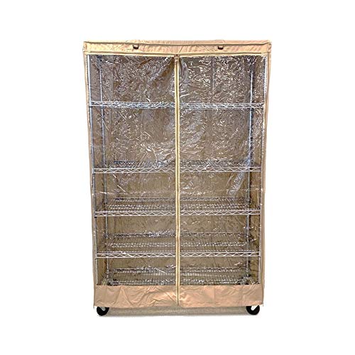 Formosa Covers Storage Shelving Unit Cover, Khaki Color with one Side See Through Panel in 4 Sizes (Cover Only) for Home, Storage, Organization, Work, Medical and More! (48" Wx18 Dx72 H)