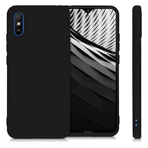 kwmobile Case Compatible with Xiaomi Redmi 9A / 9AT Case - Soft Slim Protective TPU Silicone Cover - Black Matte