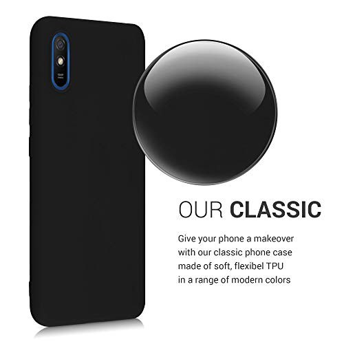 kwmobile Case Compatible with Xiaomi Redmi 9A / 9AT Case - Soft Slim Protective TPU Silicone Cover - Black Matte