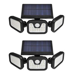 viugreum 2 pack solar security light outdoor, 74 led 50w 5000lm solar motion sensor lights with 3 adjustable heads, 6000k daylight white ip67 waterproof outdoor flood lighting for garden, garage