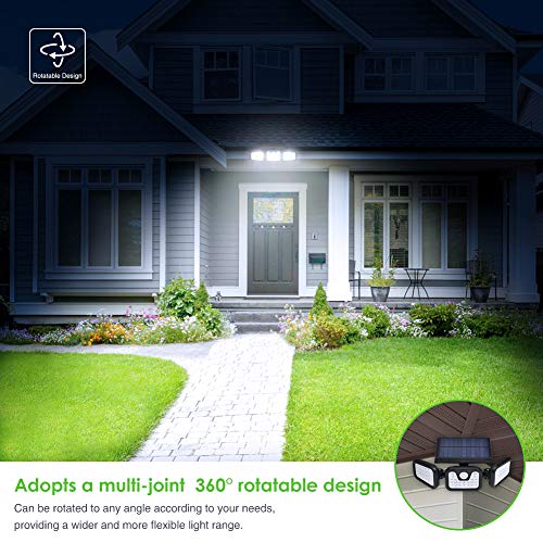 Viugreum 2 Pack Solar Security Light Outdoor, 74 Led 50W 5000LM Solar Motion Sensor Lights with 3 Adjustable Heads, 6000K Daylight White IP67 Waterproof Outdoor Flood Lighting for Garden, Garage