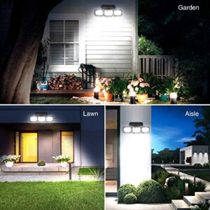 Viugreum 2 Pack Solar Security Light Outdoor, 74 Led 50W 5000LM Solar Motion Sensor Lights with 3 Adjustable Heads, 6000K Daylight White IP67 Waterproof Outdoor Flood Lighting for Garden, Garage