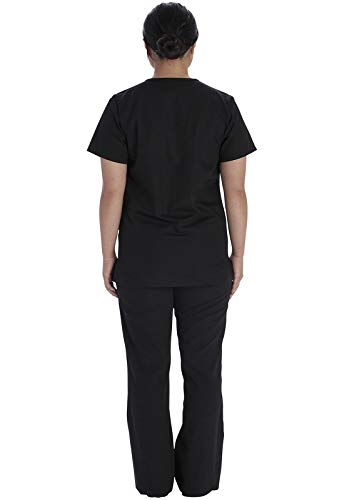 Vital Threads Men and Women Scrubs Set V-Neck Top & Drawstring Pant, VT526C, M, Black