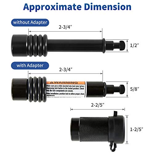 METOWARE Heavy Duty Trailer Hitch Pin Lock, 1/2" Diameter Lock Pin with 5/8" Adaptor, 8 Rubber O-Rings, Fits 2" Receiver Tubes, Class I-V Receivers (1 Pack)