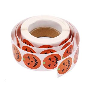 BinaryABC Halloween Pumpkin Roll Stickers,Jack-O-Lantern Stickers, Packaging Decorations,500Pcs/Roll