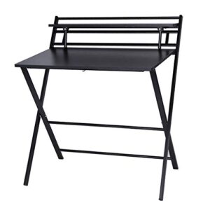 feifei66 folding laptop table, folding study desk with shelf for small space, home office simple computer writing table no assembly required