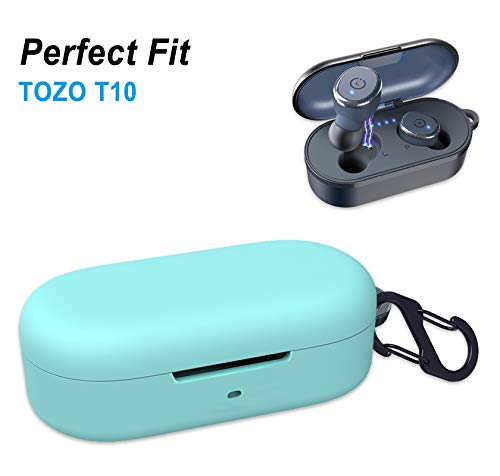 Aotao Silicone Case for TOZO T10, Soft and Flexible, Scratch/Shock Resistant Silicone Cover for TOZO T10 Headphones (Teal)