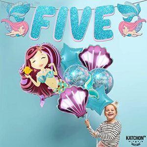 KatchOn, Mermaid 5th Birthday Decorations Girl - Pack 8 | Mermaid Birthday Decorations for Girls 5 | Mermaid Birthday Party Supplies | Mermaid Balloons 5, Little Mermaid Party Decorations 5 Year Old