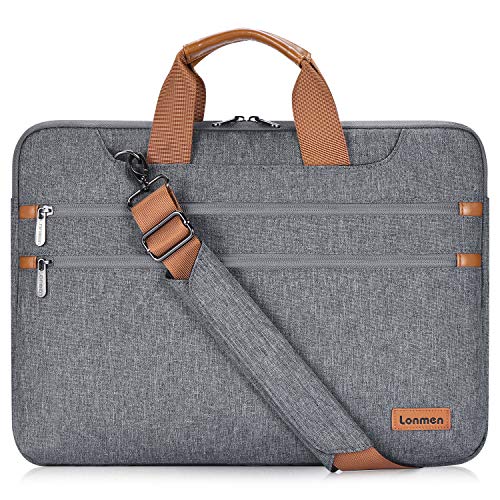 LONMEN 15.6 Inch Laptop Shoulder Bag,Computer Sleeve Carrying Case for Lenovo 15.6" Ideapad 330/15.6" HP EliteBook 850 G3 / Dell New Latitude 3590 Chromebook Ultrabook (Gray)