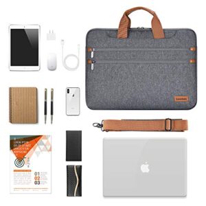 LONMEN 15.6 Inch Laptop Shoulder Bag,Computer Sleeve Carrying Case for Lenovo 15.6" Ideapad 330/15.6" HP EliteBook 850 G3 / Dell New Latitude 3590 Chromebook Ultrabook (Gray)