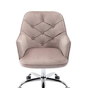 Goujxcy Home Office Chair, Velvet Desk Chair Modern Adjustable Swivel Chair, Upholstered Task Chair Accent Chair Executive Chair Vanity Desk Chair (Grey)