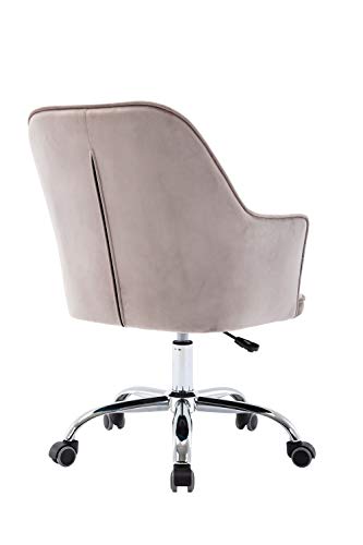 Goujxcy Home Office Chair, Velvet Desk Chair Modern Adjustable Swivel Chair, Upholstered Task Chair Accent Chair Executive Chair Vanity Desk Chair (Grey)