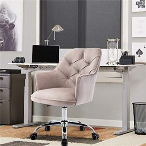 Goujxcy Home Office Chair, Velvet Desk Chair Modern Adjustable Swivel Chair, Upholstered Task Chair Accent Chair Executive Chair Vanity Desk Chair (Grey)