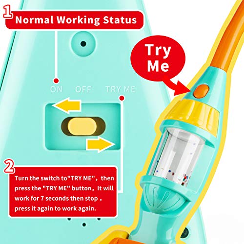 Toy Vacuum Cleaner for Kids, Electric Kids Play Vacuum with Lights, Realistic Sounds & Whirling Stars, Pretend Role-Play House Cleaning Vacuum Cleaner Toys Set for Children Girls Boys Toy