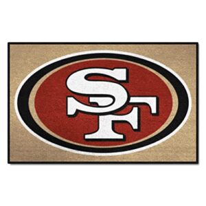 fanmats 28811 san francisco 49ers starter mat accent rug - 19in. x 30in. | sports fan home decor rug and tailgating mat - 49ers primary logo, gold