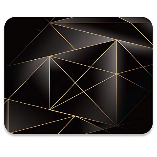 Audimi Mouse Pad Medium Mouse Mat Anti-Slip Base for PC Office Working Gaming, Golden Lines Triangle