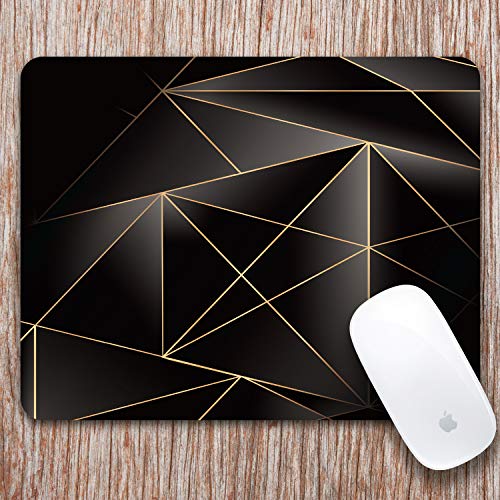 Audimi Mouse Pad Medium Mouse Mat Anti-Slip Base for PC Office Working Gaming, Golden Lines Triangle