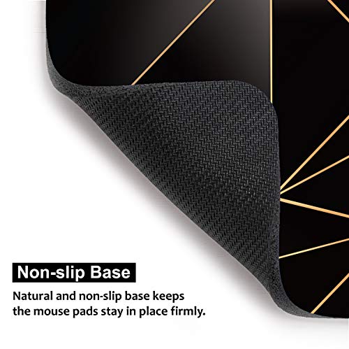 Audimi Mouse Pad Medium Mouse Mat Anti-Slip Base for PC Office Working Gaming, Golden Lines Triangle