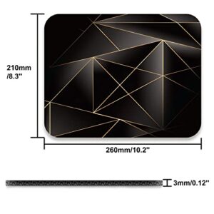 Audimi Mouse Pad Medium Mouse Mat Anti-Slip Base for PC Office Working Gaming, Golden Lines Triangle