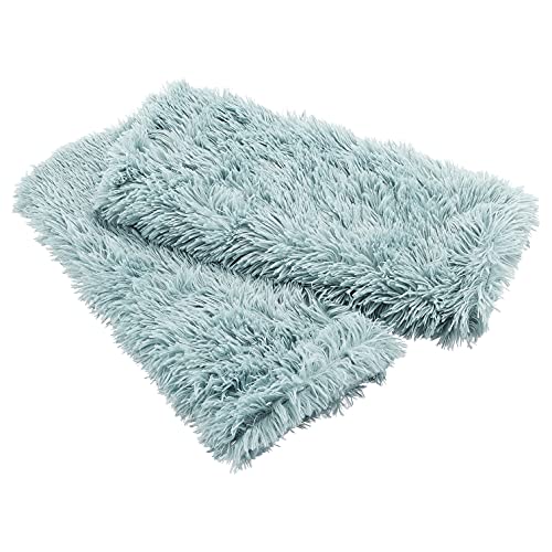 Amazon Basics Shaggy Long Fur Faux Fur Throw Pillow Covers, 18"x18", Pack of 2 - Teal Blue