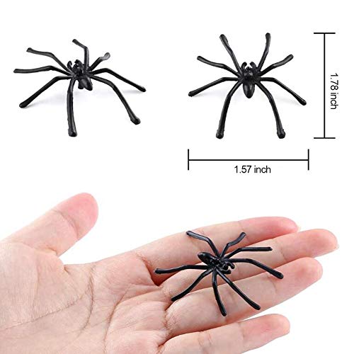 YAONIEO Black Plastic Spiders, 100 Pcs Plastic Halloween Spiders 1.7In Small Fake Spiders Mini Plastic Spiders Bulk Halloween Party Decorations