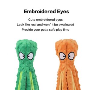 CPYOSN Dog Squeaky Toys Octopus - No Stuffing Crinkle Plush Dog Toys for Puppy Teething, Durable Interactive Dog Chew Toys for Small, Medium and Large Dogs Training and Reduce Boredom, 2 Pack