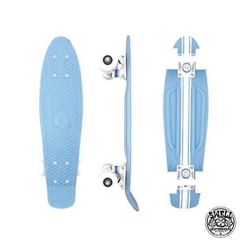 Swell Skateboards for Kids Ages 6-12 | Cruiser Complete Skateboard for Beginners, Boys, Girls, Youths, Teens, Adults College Students | 22 inch and 28 Inch Plastic Retro Mini Skateboard (22" Stringer)