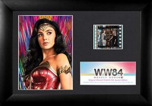 trend setters – wonder woman 1984 – ww84 - neon lights – filmcells 7” x 5” minicell desktop presentation – featuring 35 mm film clip with easel stand - officially licensed movie collectible