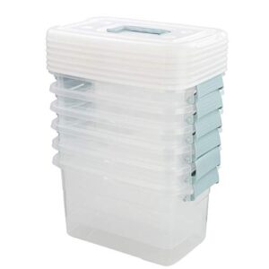kiddream 6-pack 5 liter small boxes with lids, plastic clear storage bin