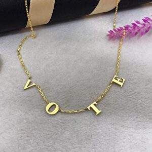 Michelle Obama Vote Initial Necklace Name Necklace Personalized Spaced Letter Necklace Former First Lady Necklaces for Women