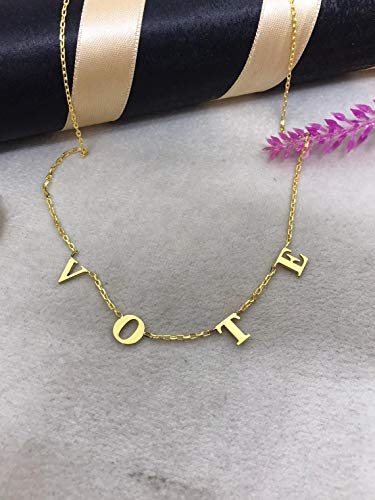 Michelle Obama Vote Initial Necklace Name Necklace Personalized Spaced Letter Necklace Former First Lady Necklaces for Women