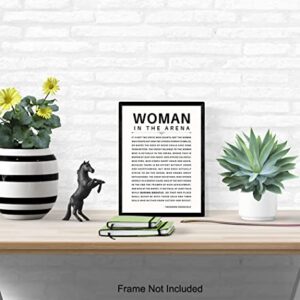 Daring Greatly Man/Woman In the Arena Quote Poster - 8x10 Famous Teddy Roosevelt Speech - 8x10 Motivational Inspirational Wall Art Decor - Uplifting Gifts for Women, Feminist, Entrepreneur