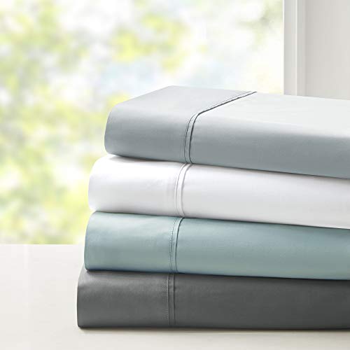 Comfort Spaces 100% Rayon (from Bamboo) Bed Sheets Set, Breathable, Cooling Sheet with 15" Deep Pocket, All Season, Cozy Bedding Set, Matching Pillow Cases, Queen, Charcoal 4 Piece (CS20-1201)